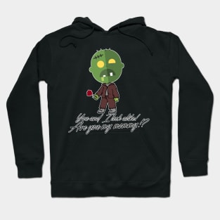 confusing green zombie with text. Hoodie